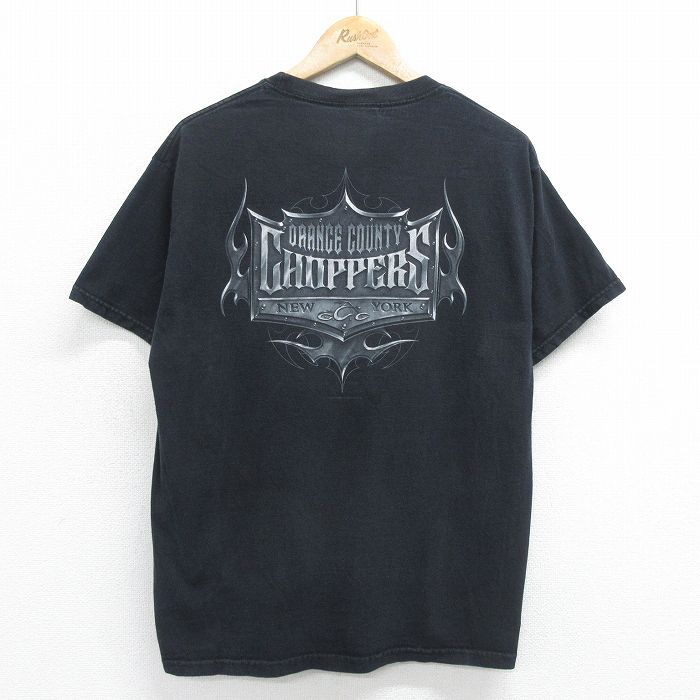 L/古着 半袖 ビンテージ Tシャツ メンズ 00s オレンジカウンティチョッパーズ バイク コットン クルーネック 黒 ブラック 24mar02 中古