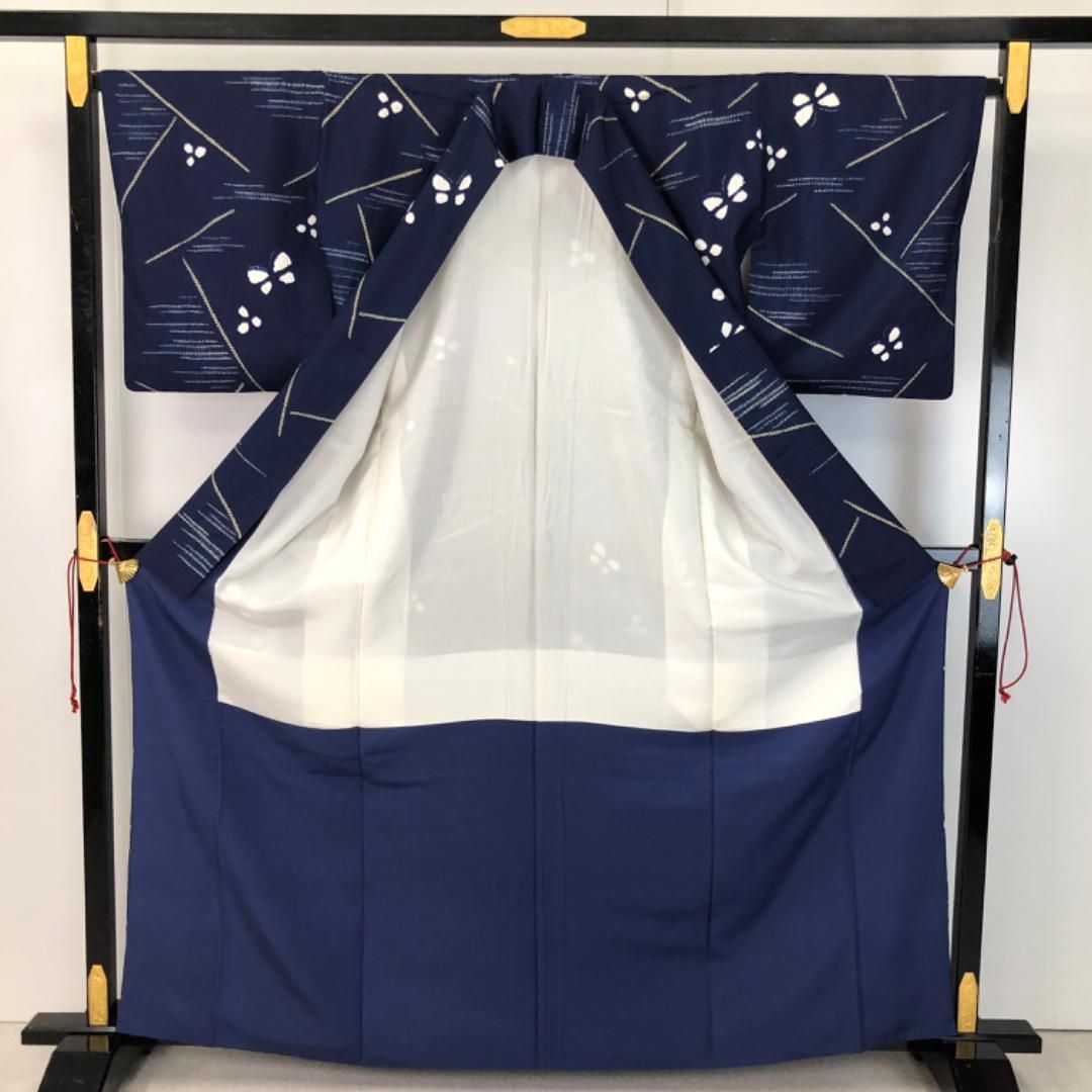 小紋 雰囲気の良い絞り柄 蝶々 紺桔梗色 鈴乃屋お誂え K-5440