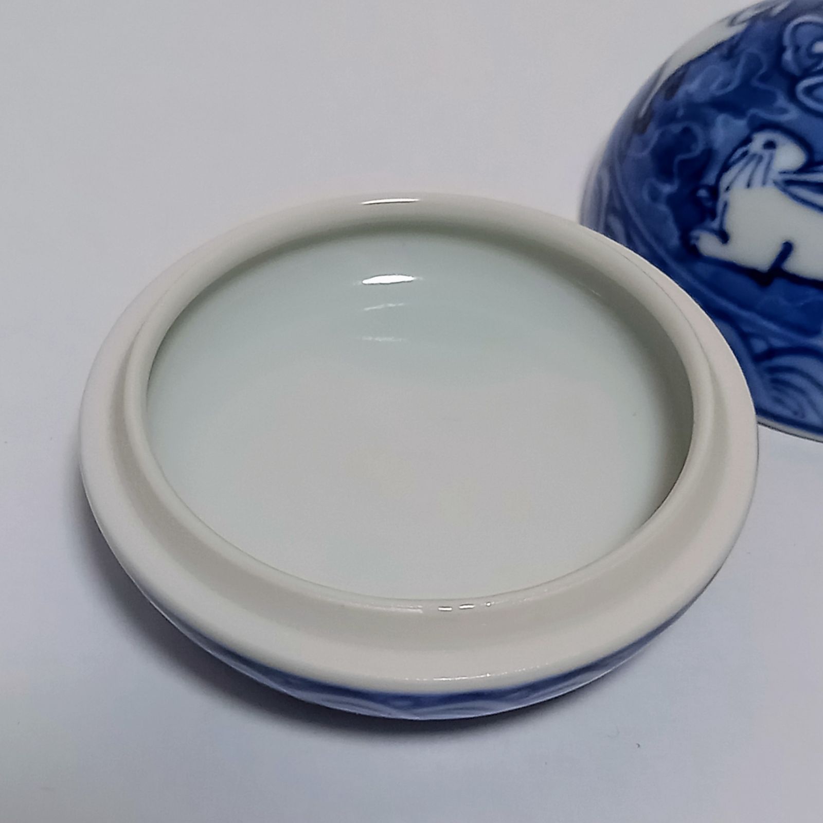 香合 染付 卯 2代高野昭阿弥作 共箱入 陶磁器 茶道具 未使用