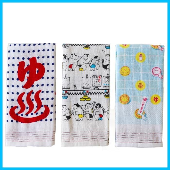 数量 湯豆 すもう銭湯 アイ ラブ 湯 桶 布ごよみ フェイスタオル コンテックス タオル手ぬぐい 60178-90 3本セット