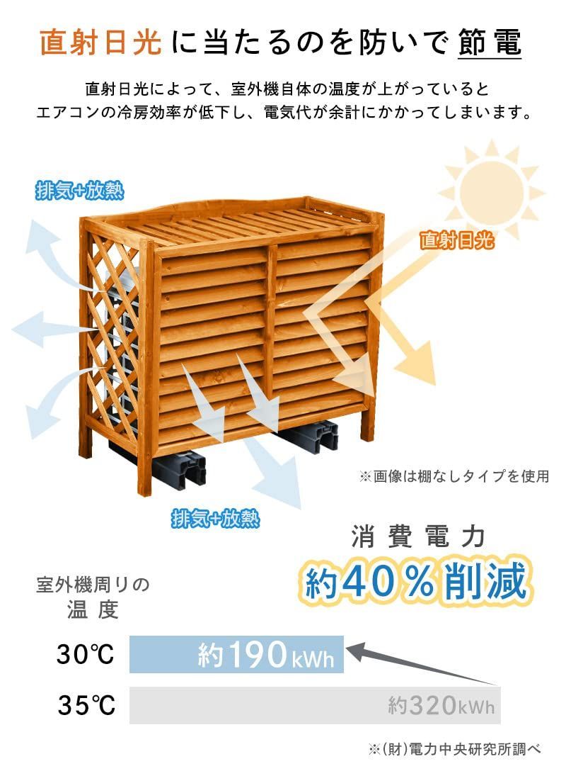 在庫処分 室外機 ブラウン BR カバー エアコンラック 木製 継式 ガーデン Out リビングアウト Living