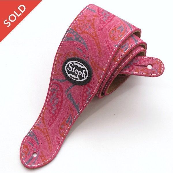 Steph PAY-2205 スエード|ペイズリーフクシア Made in CANADA.トップ スエード|バック スエード ギターストラップ レザーストラップ USTAUSTRALIA_COM_AU