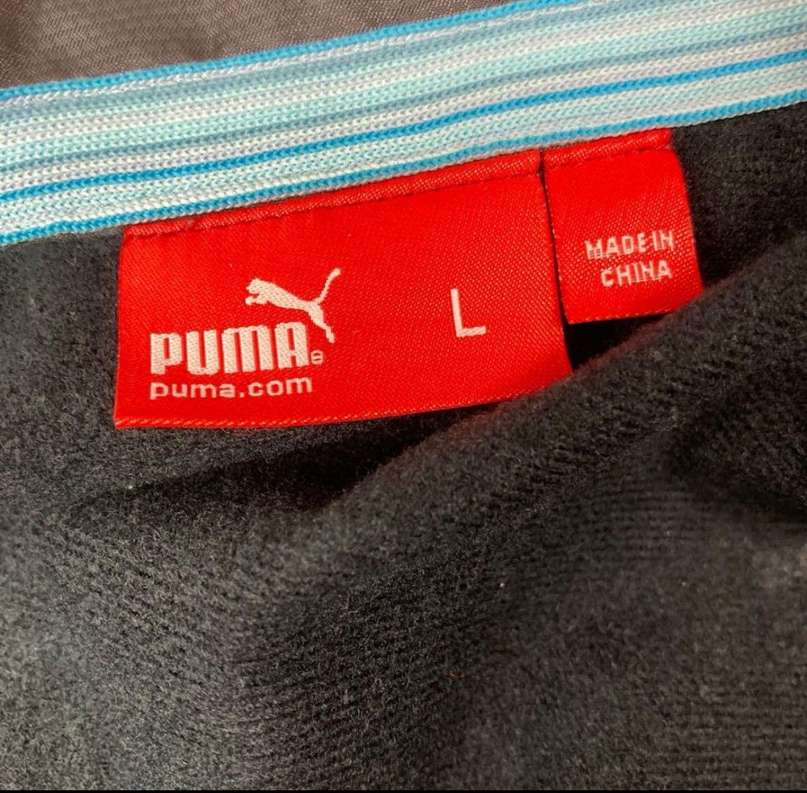 美品 プーマ セットアップ ジャージ L 裏地柄付 グレー×水色