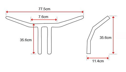 1-1/4インチ KAGE FIGHTER ストレート ライザー Tバー：グロスブラック/12インチ