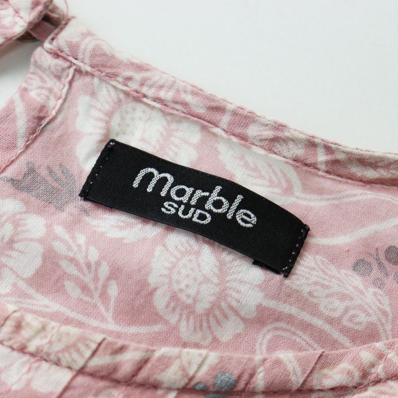 マーブルシュッド marble SUD フラワープリント ウサギ ピンタックブラウス/ピンク プルオーバー 花柄 ギャザー【2400014494310】 マーブルシュッド marble SUD フラワープリント ウサギ