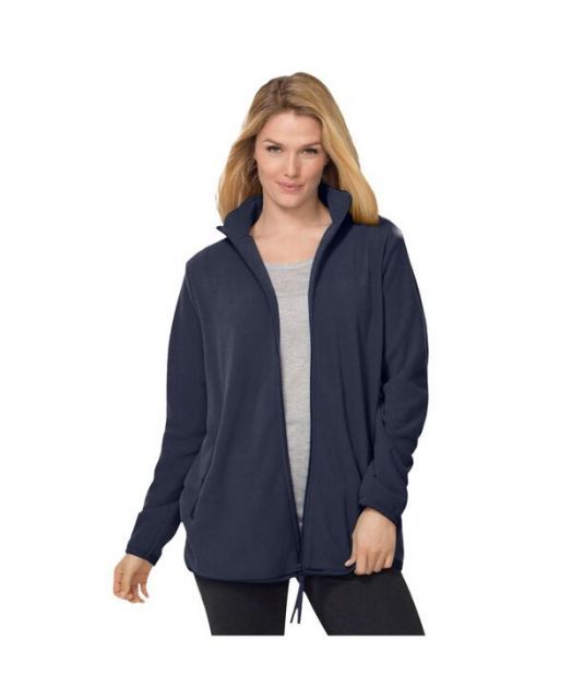 送料無料 ウーマン ウィズイン レディース ジャケット ブルゾン アウター Women s Plus Size Zip-Front Microfleece Jacket Navy