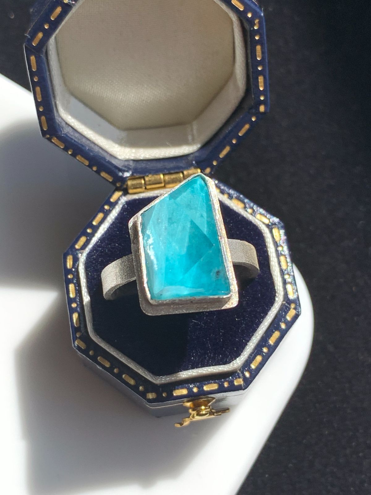 1点もの ターコイズ×クリスタルクォーツ ダブレットストーンリング