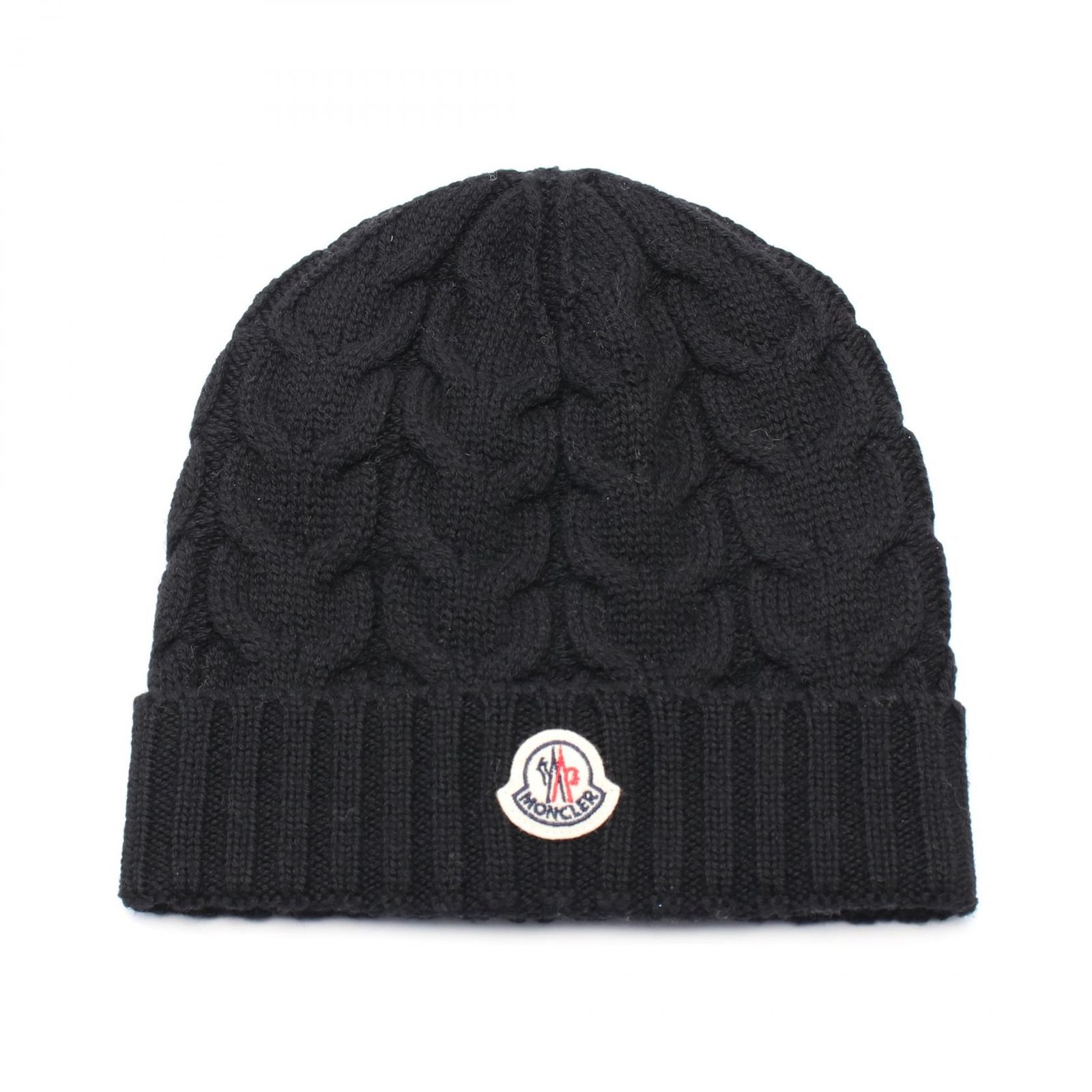 モンクレール MONCLER ニットキャップ ニット帽 ブラック ウール ロゴ 