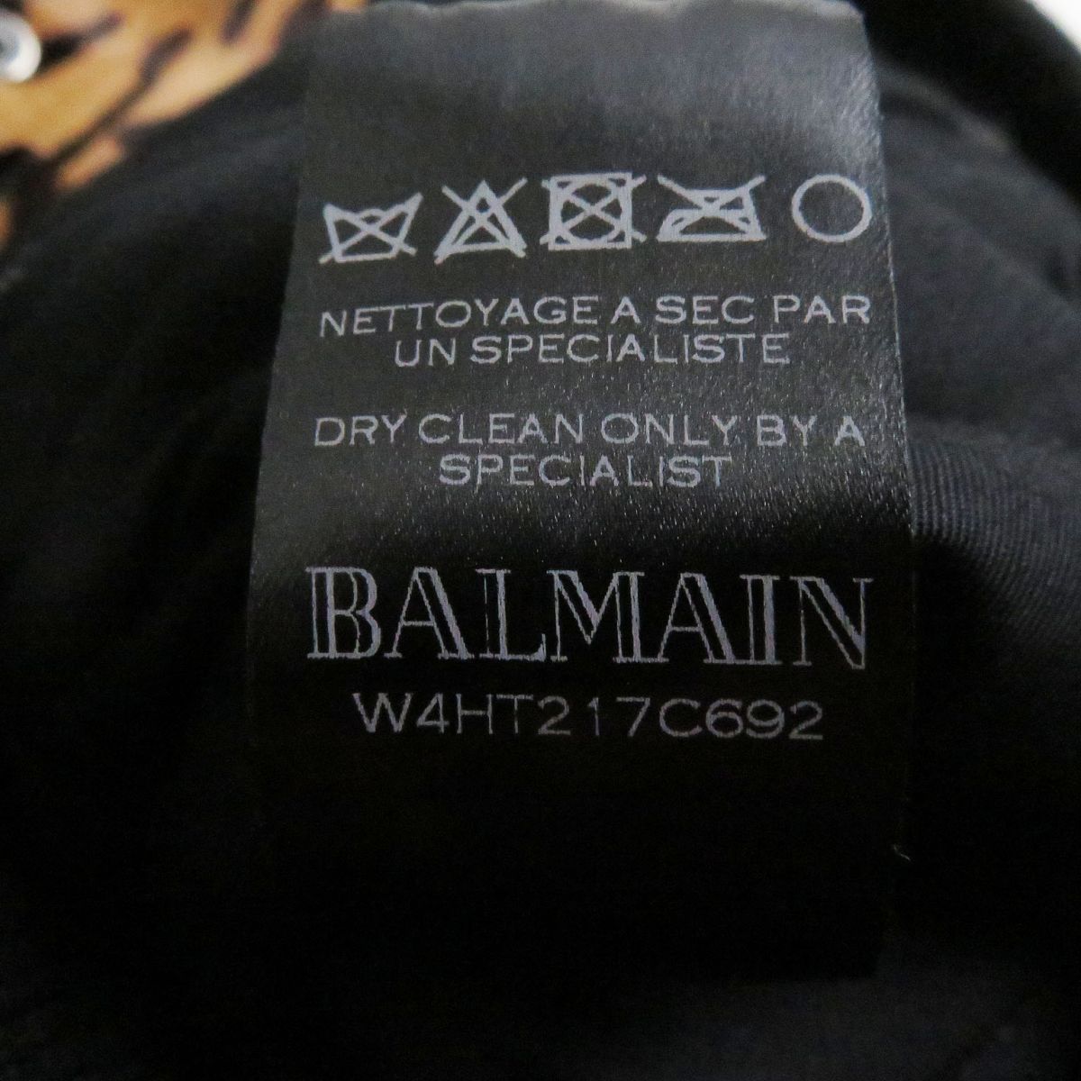 美品□BALMAIN/バルマン レオパード柄 ハラコレザー 中綿入り テディ