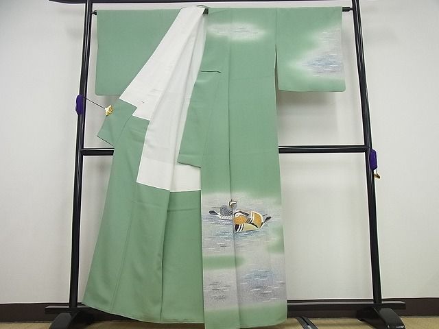 平和屋本店●極上　人間国宝・羽田登喜男　訪問着　鴛鴦　金銀彩　高島屋扱い　逸品4s139 平和屋本店□極上 人間国宝・羽田登喜男 訪問着 鴛鴦 たたき染め 金銀