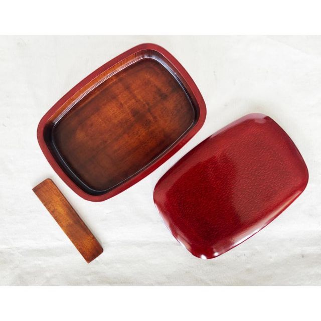 弁当箱 木製 本漆塗 後藤塗 二段小判弁当 18cm 内すり漆 香川漆器