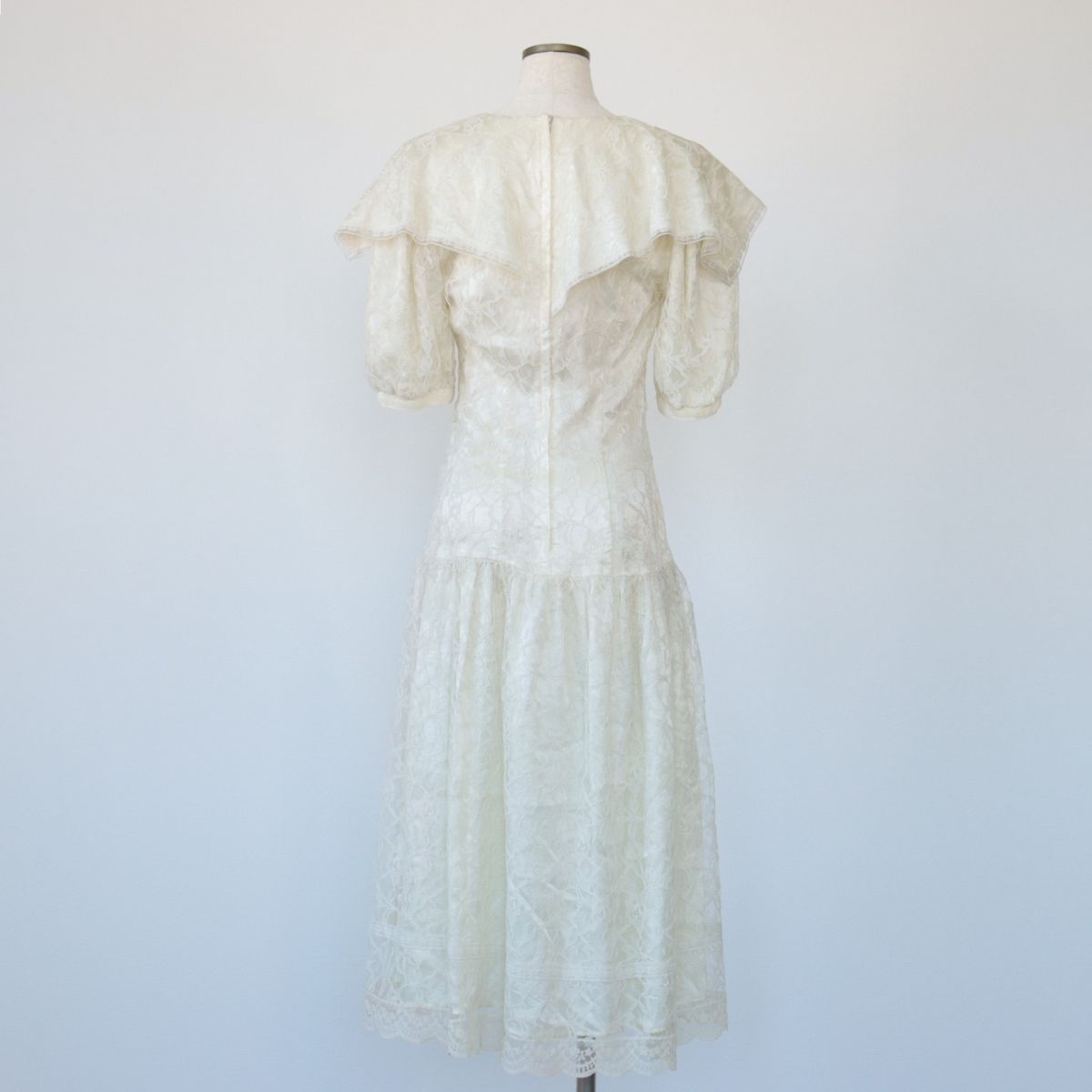 古着 80年代 ガンネサックス GUNNE SAX By JASSICA McCLINTOCK 総レース セーラー パフスリーブ 五分袖 フ eaa567344