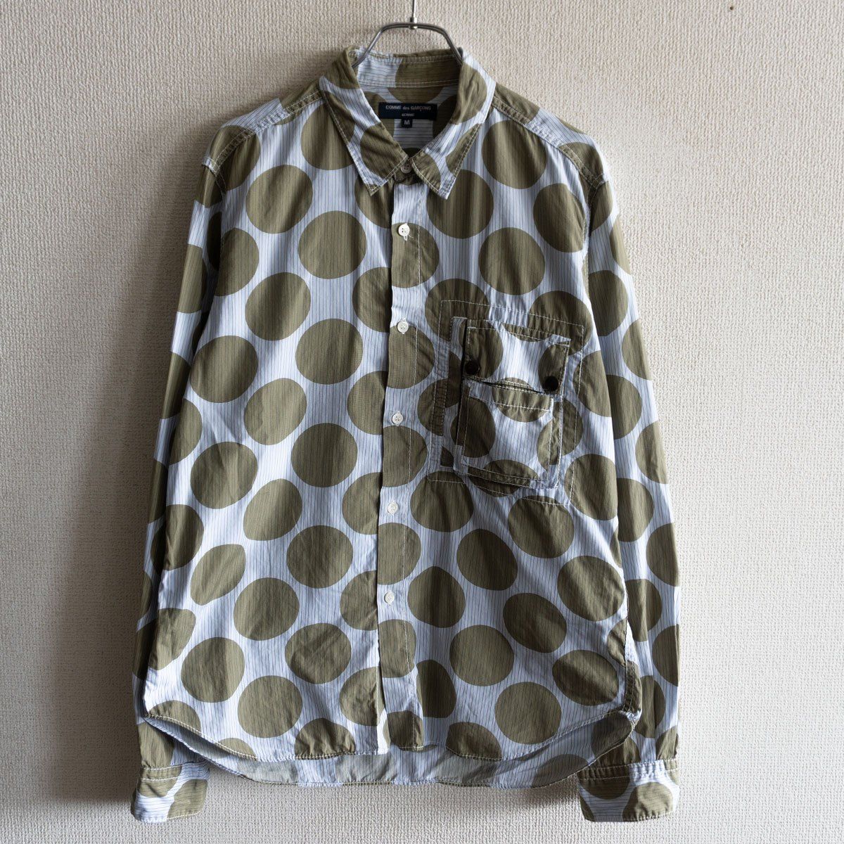 AD2007 COMME des GARCONS HOMME 00S ドットストライプ シャツ M コムデギャルソンオム 25090476