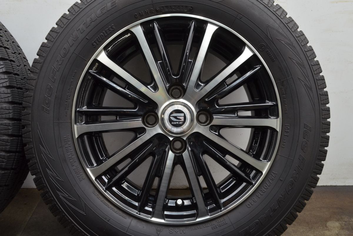 お財布に優しい 程度良好品 GYLE 14in 5.5J 38 PCD100 アイスフロンテージ 175 70R14 アクア ヤリス カローラフィールダー ヴィッツ フィット デミオ 張りのある