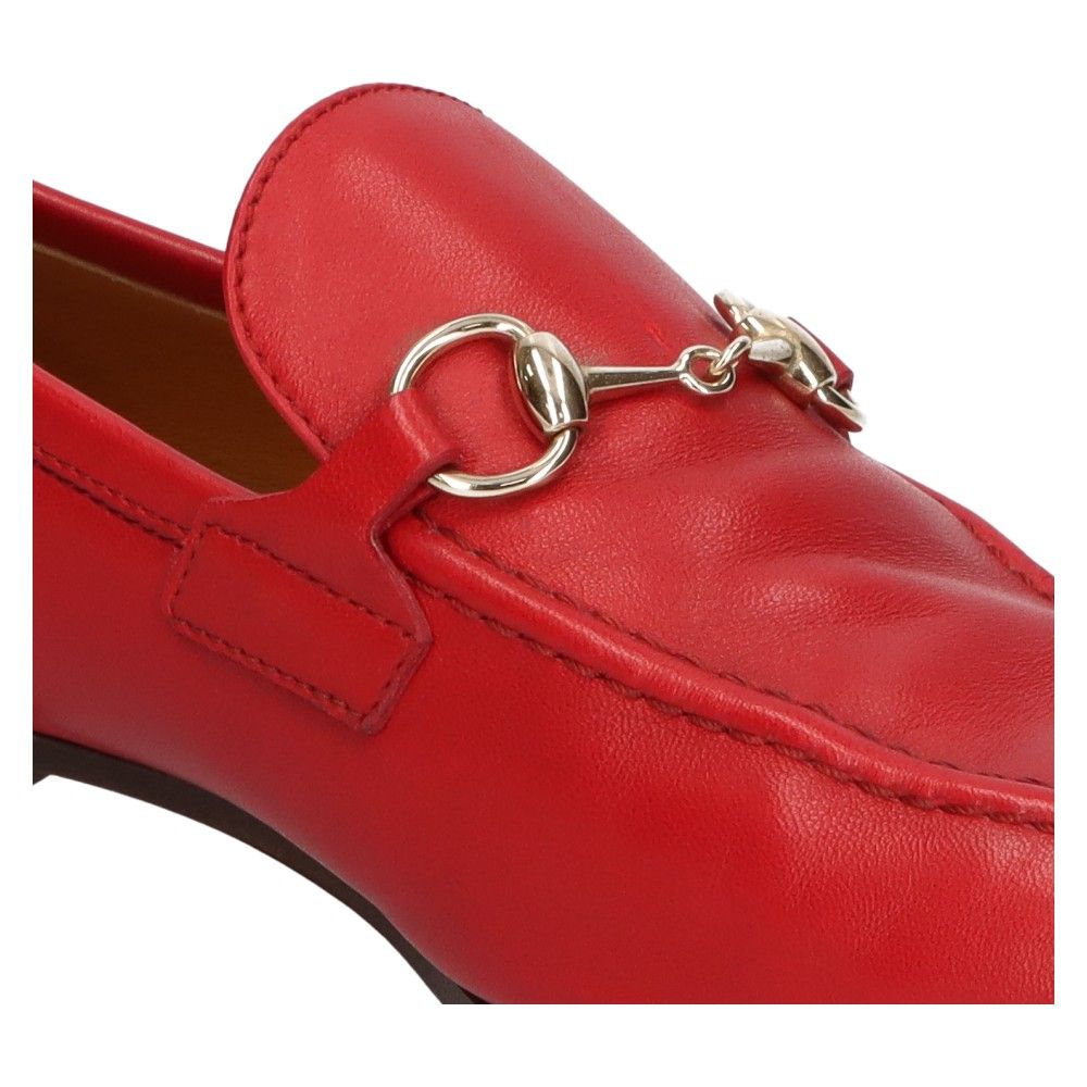 GUCCI (グッチ) ホースビット レザー ローファー レッド 283644