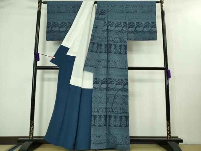 平和屋着物 上 染織の名門 しょうざん 生紬 訪問着 孔雀花文 反端付き DZAA8413kh5