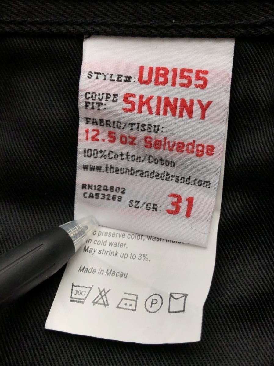 新品 定価17800円 アンブランデッドブランド スキニー チノパン セルビッヂ THE UNBRANDED BRAND SKINNY FIT  柳6326 USA アメリカ ブランド BLACK SELVEDGE CHINO - メルカリ