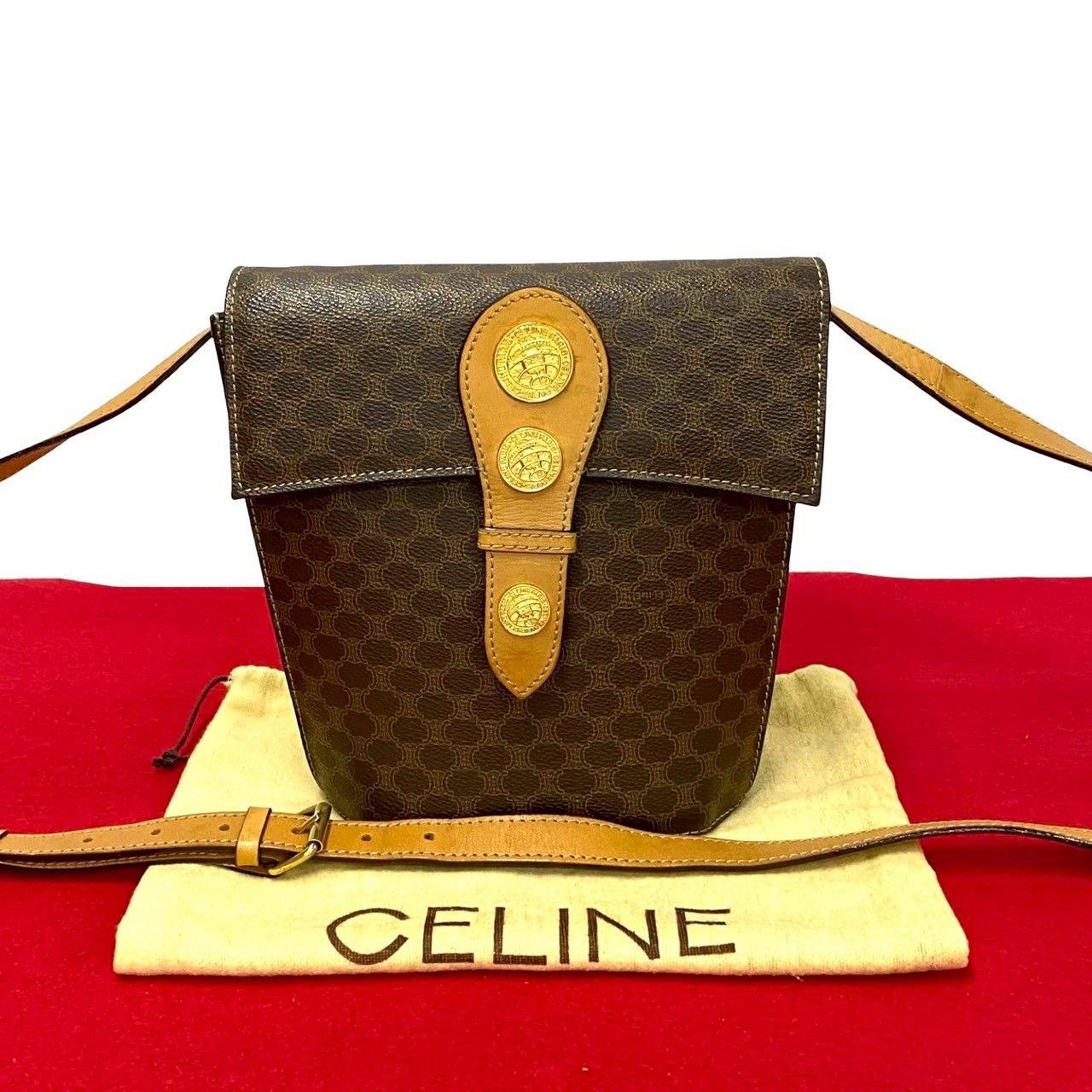 極 美品 袋付き CELINE セリーヌ マカダム ブラゾン トリオンフ