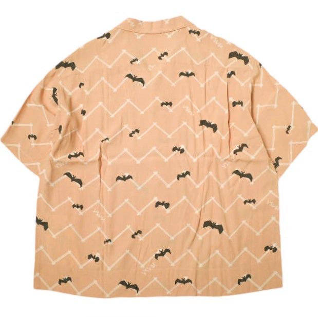 visvim ビズビム 23SS COPA SHIRT S S BATS コウモリ柄 レーヨンオープン シャツ 0123105011019 3 PINK ヴィズヴィム 半袖 開襟 アロハシャツ トップス g22090