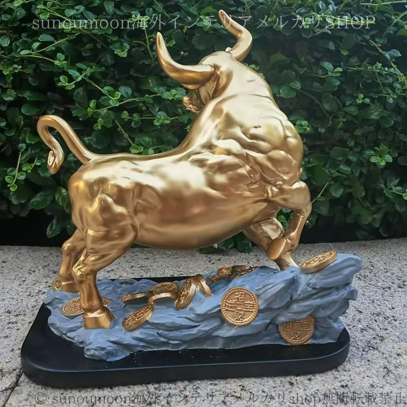 すげ細工牛　インテリア装飾 楽天市場】ゴールドブラス ブル 黄金色に輝く銅製の雄牛 真鍮