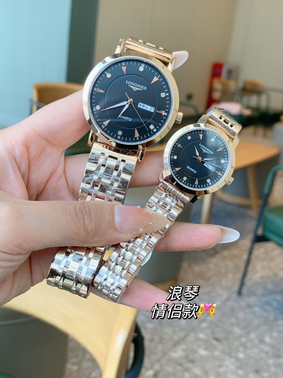  ロンジン カップルウォッチ オリジナルクォーツムーブメント搭載 316 L鋼ケース 男性39 mm 女性29 WTO輸入5 自動巻き時計 腕時計(アナログ)