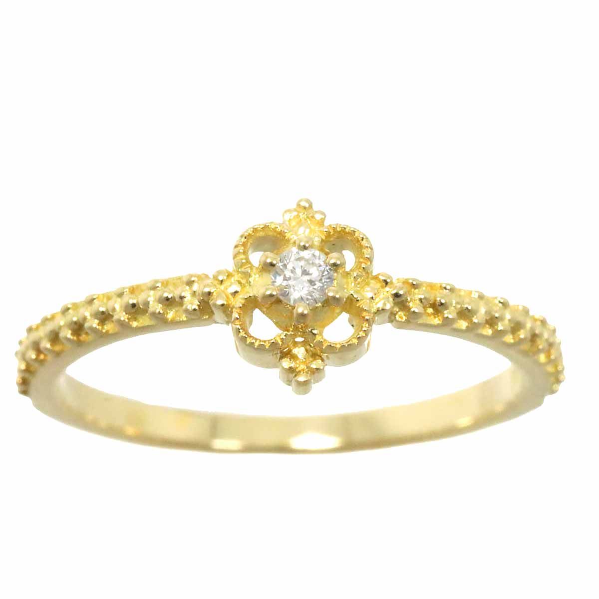 AHKAH 9号 リング ダイヤ 0.03ct K18 YG イエローゴールド 750 指輪