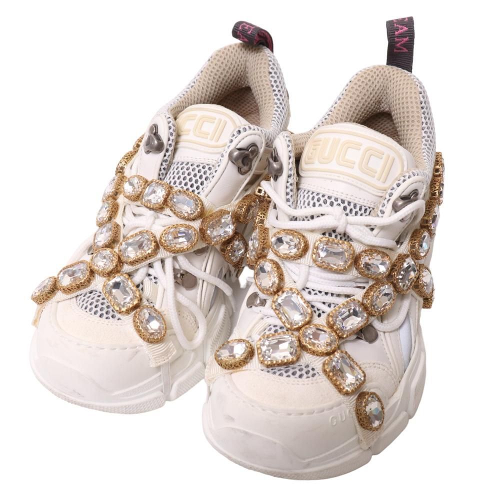 グッチ GUCCI ビジュー 裝飾 フラッシュ トレック スニーカー 35