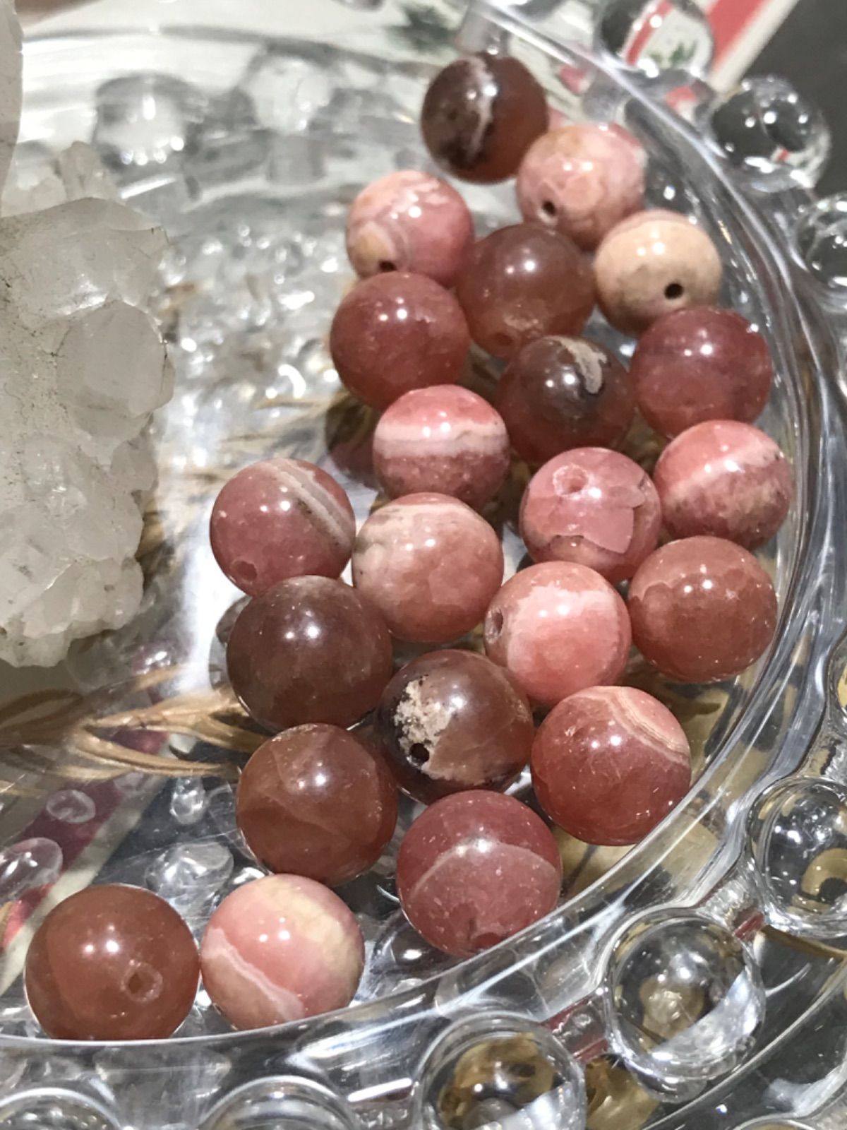  8 mm玉 インカローズ ロードクロサイト 菱マンガン鉱 1 mm穴パーツ 各種パーツ 手芸素材 材料