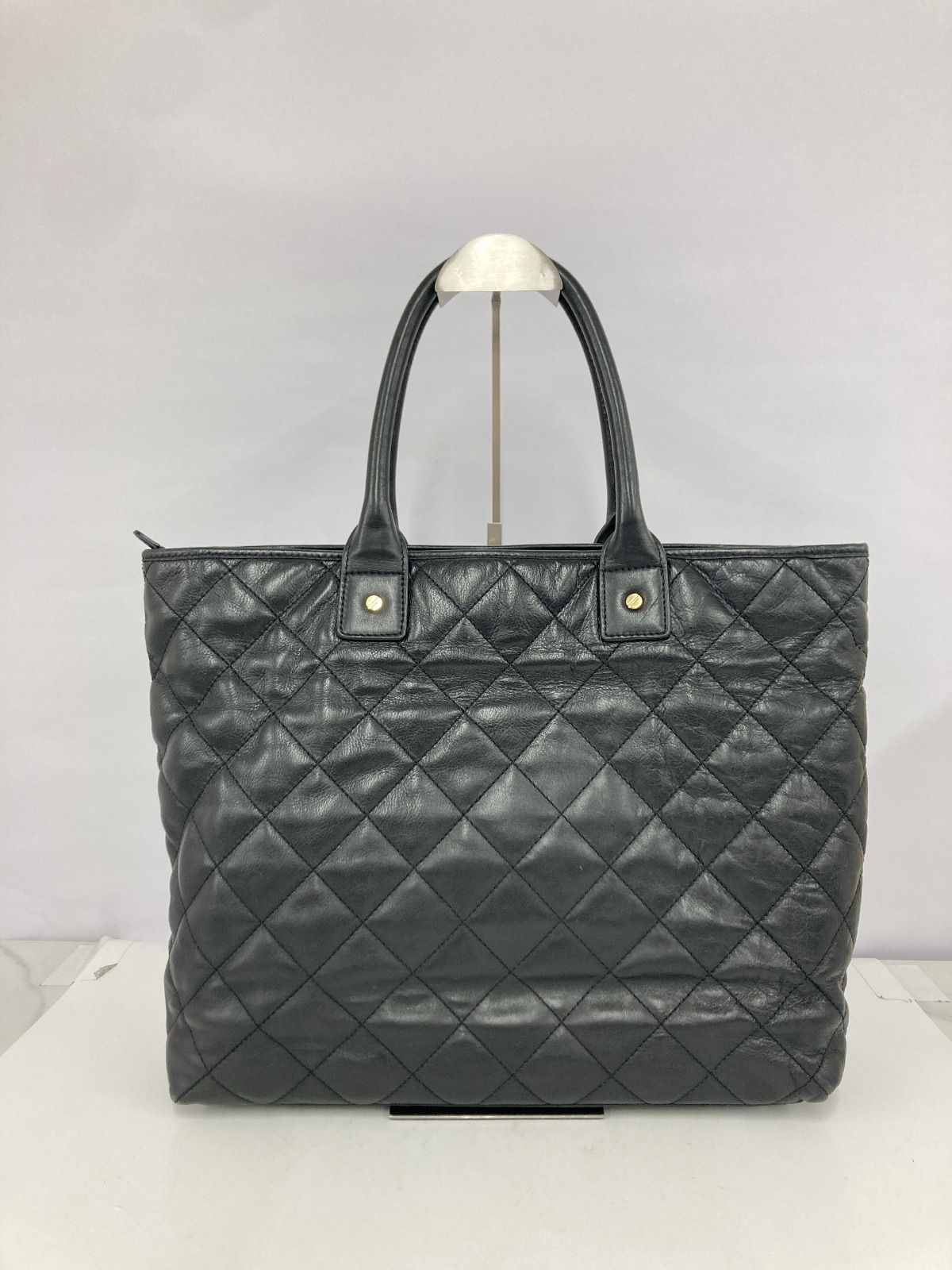 TORY BURCH キルティング レザー トートバッグ ビジネス 黒 A4