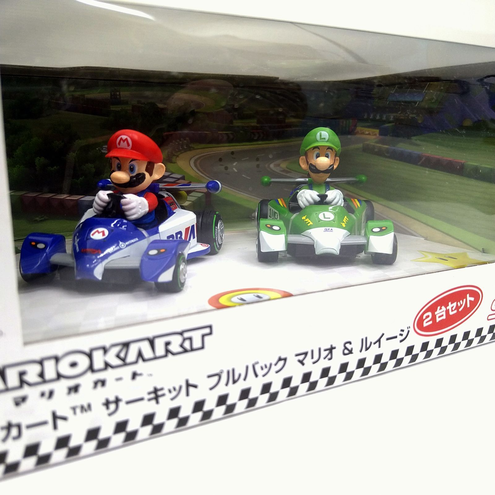 マリオ・ルイージ カート型ミニカー 2台セット 京商】 マリオカート サーキット プルバック マリオ&ルイージ2