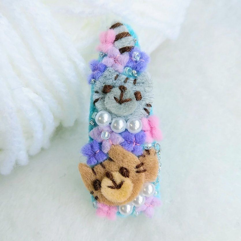 あじさい♡5センチパッチンピン♡仲良しねこ あじさい♡5センチパッチンピン♡仲良しねこ