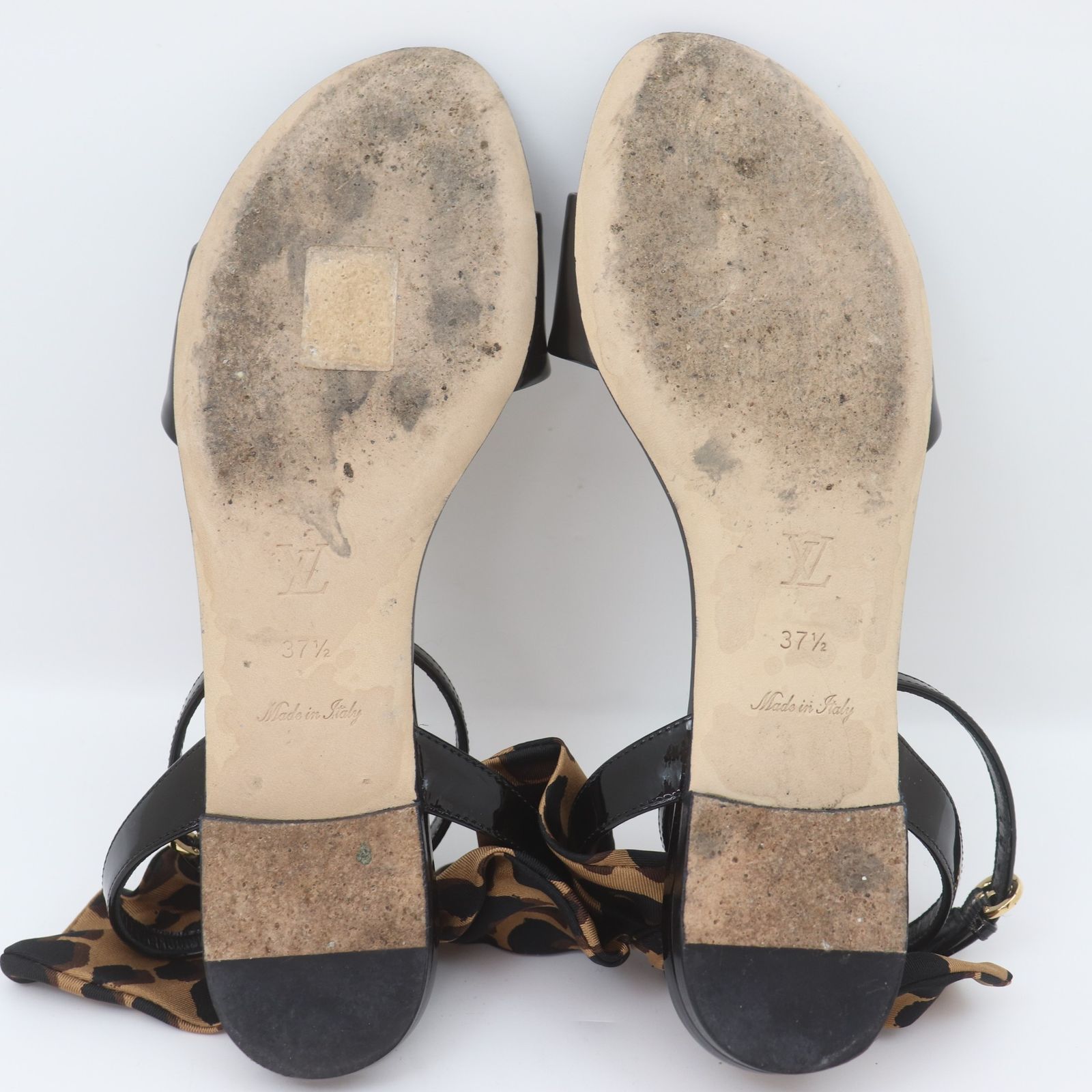 ルイヴィトン レオパードリボン　アンクルストラップサンダル ルイヴィトン レオパード柄 リボンアンクルストラップ サンダル
