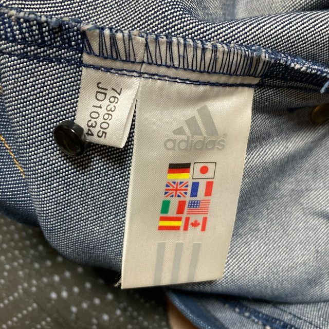 アディダス デニムジャケット Gジャン ブルー 3本ライン メンズ M