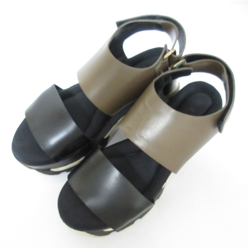 MARNI マルニ カラーブロック サンダル 厚底 プラットフォーム スポサン SAMSW15G08 サイズ37 約24cm ブラウン×ブラック レディース 古着
