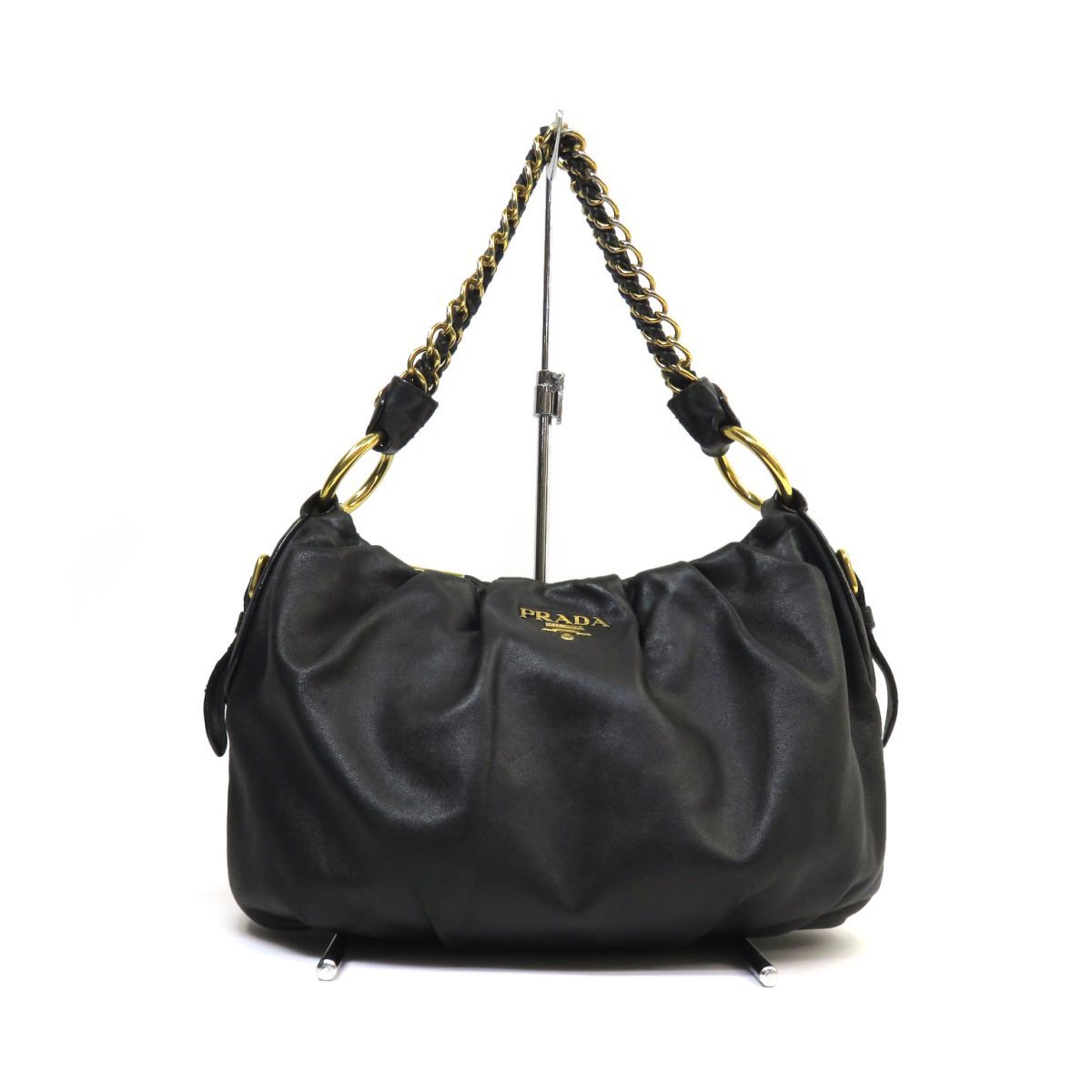 PRADA プラダ チェーン ワンショルダーバッグ BR4243 レザー ブラック 