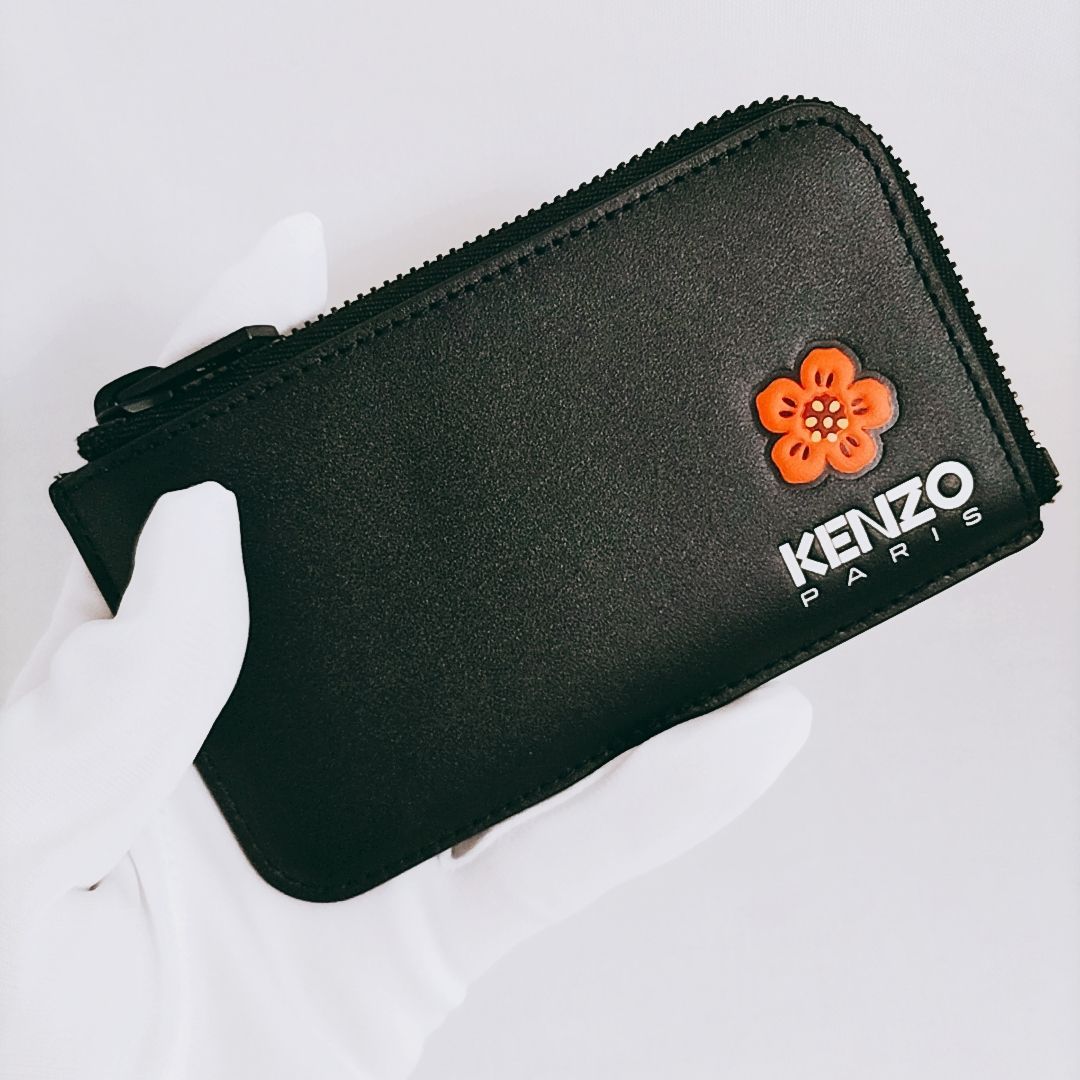 新品未使用】KENZO BOKE FLOWER レザー ジップ カードホルダー 