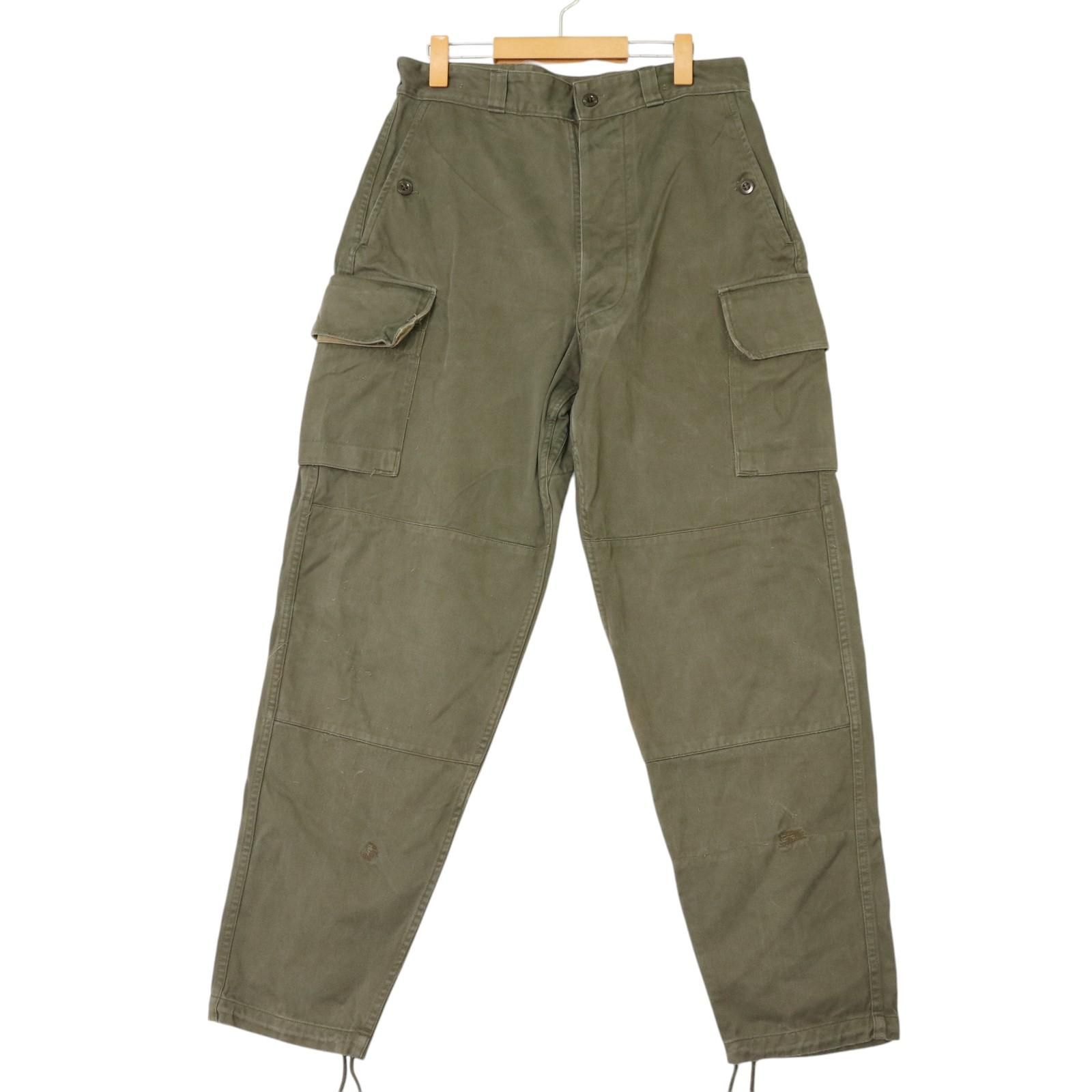 70年代 フランス軍 M-64 フィールドパンツ ヴィンテージ ユーロ ミリタリー オリーブ (メンズ 84M) 中古 古着 A3580