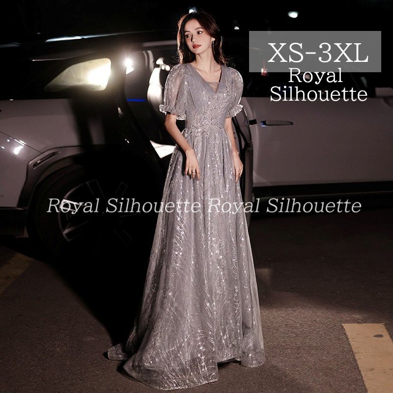 イブニングドレス パーティードレス ブルー 青 水色 パフスリーブ ラメ 大きいサイズ 謝恩会 ドレス 結婚式 XS S M L XL LL 2XL XXL 3XL XXXL 姫系 発表会 プリンセス ガーリー 豪華 パーティー ロング丈 お姫様