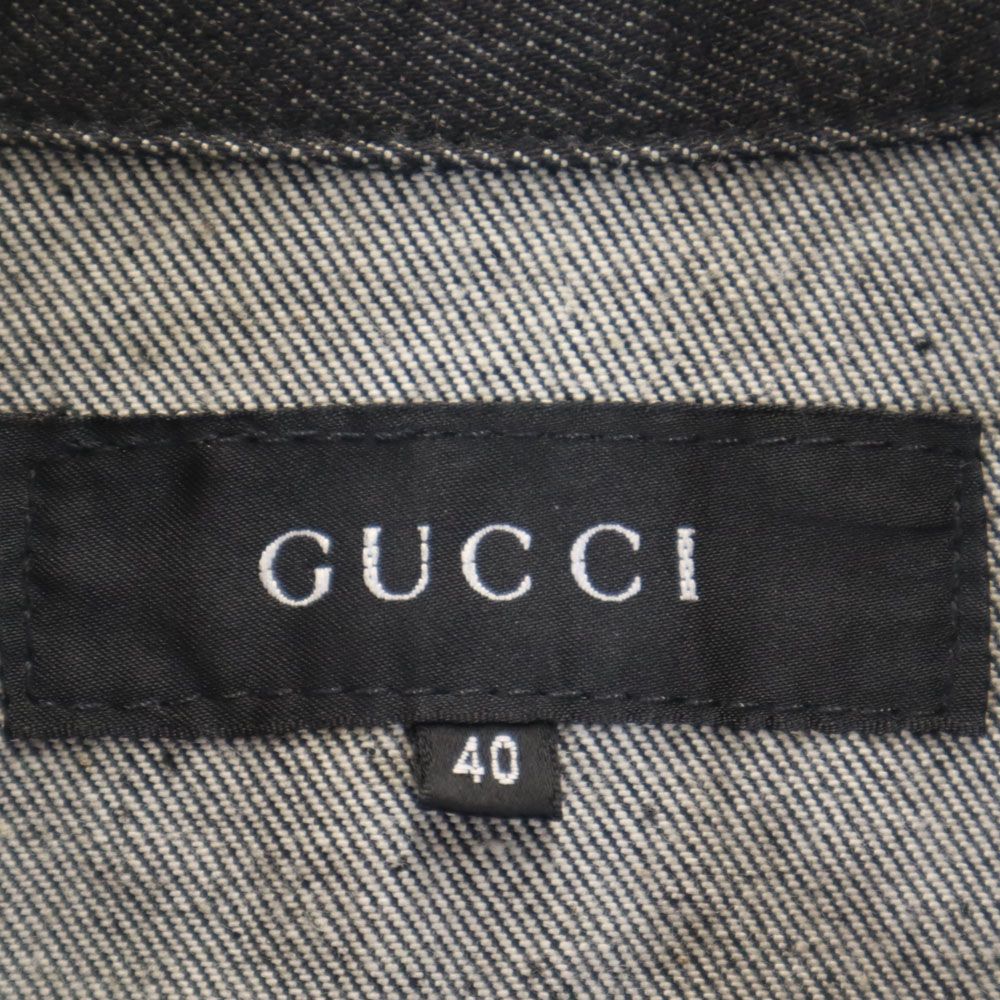 グッチ イタリア製 デニムジャケット 40 ブラック GUCCI ジージャン