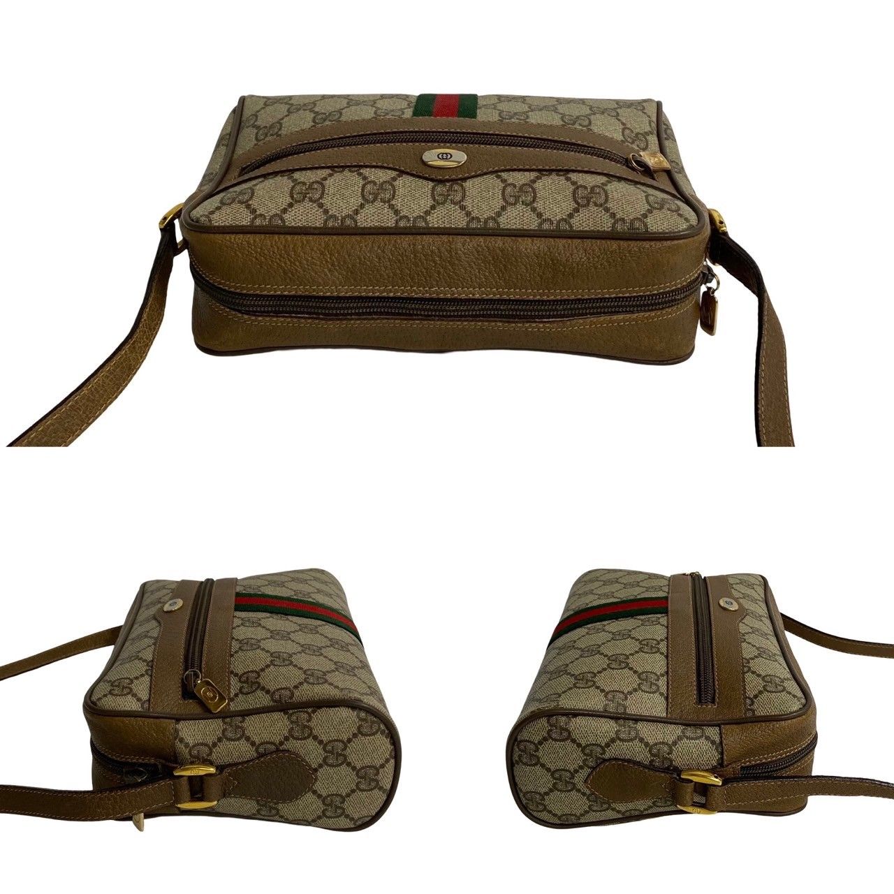 極 美品 GUCCI グッチ オールドグッチ シェリーライン GG ロゴ 柄 金具 レザー 本革 ショルダーバッグ ポシェット ブラウン  25451|mercariメルカリ官方指定廠商|Bibian比比昂代買代購