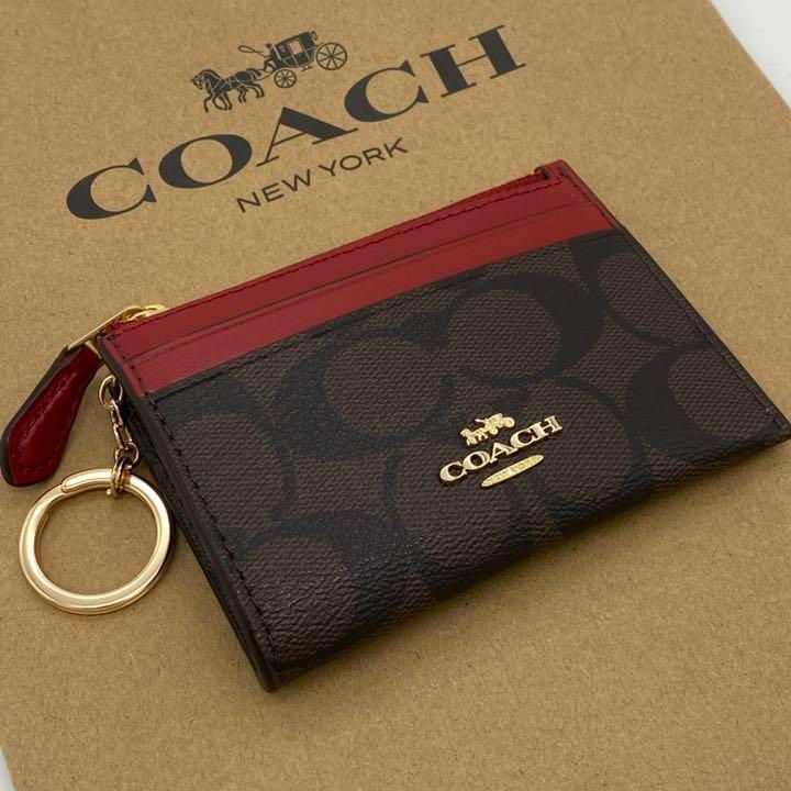 通販 激安◇ COACH コーチ コインケース 小銭入れ ブラウン レッド tdh