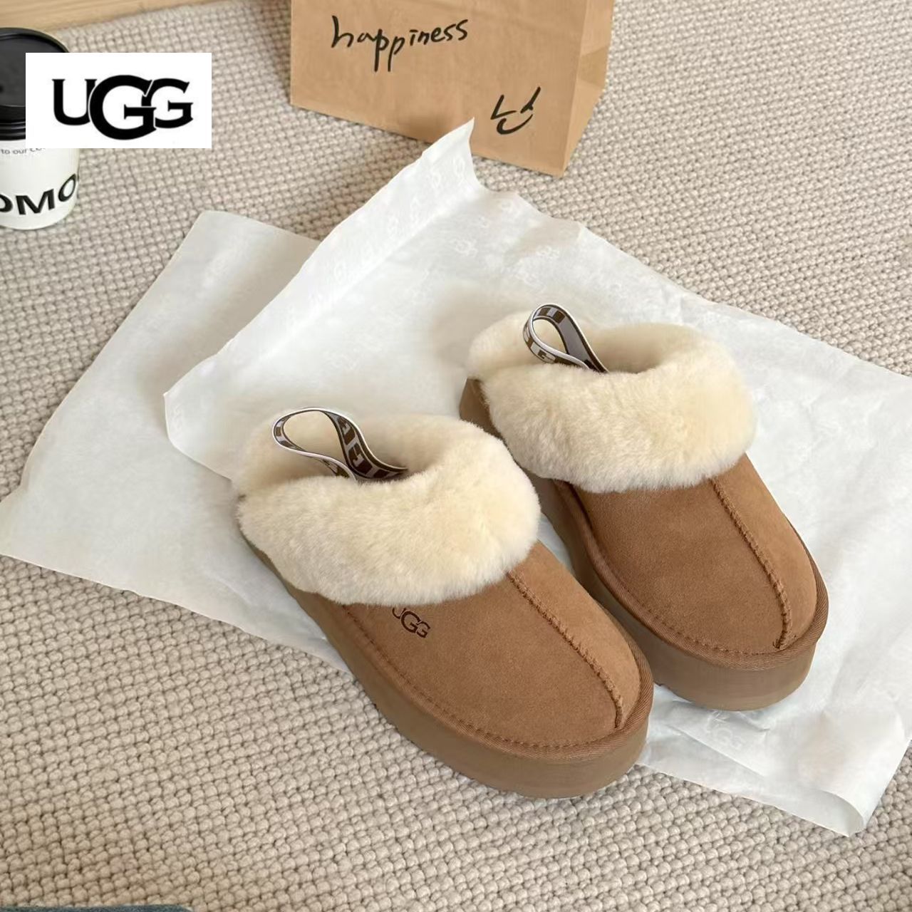 新品・未使用】UGG アグ ファンケット レディース サンダル シープスキン 3CM厚底 チェスナット 1113474 - メルカリ