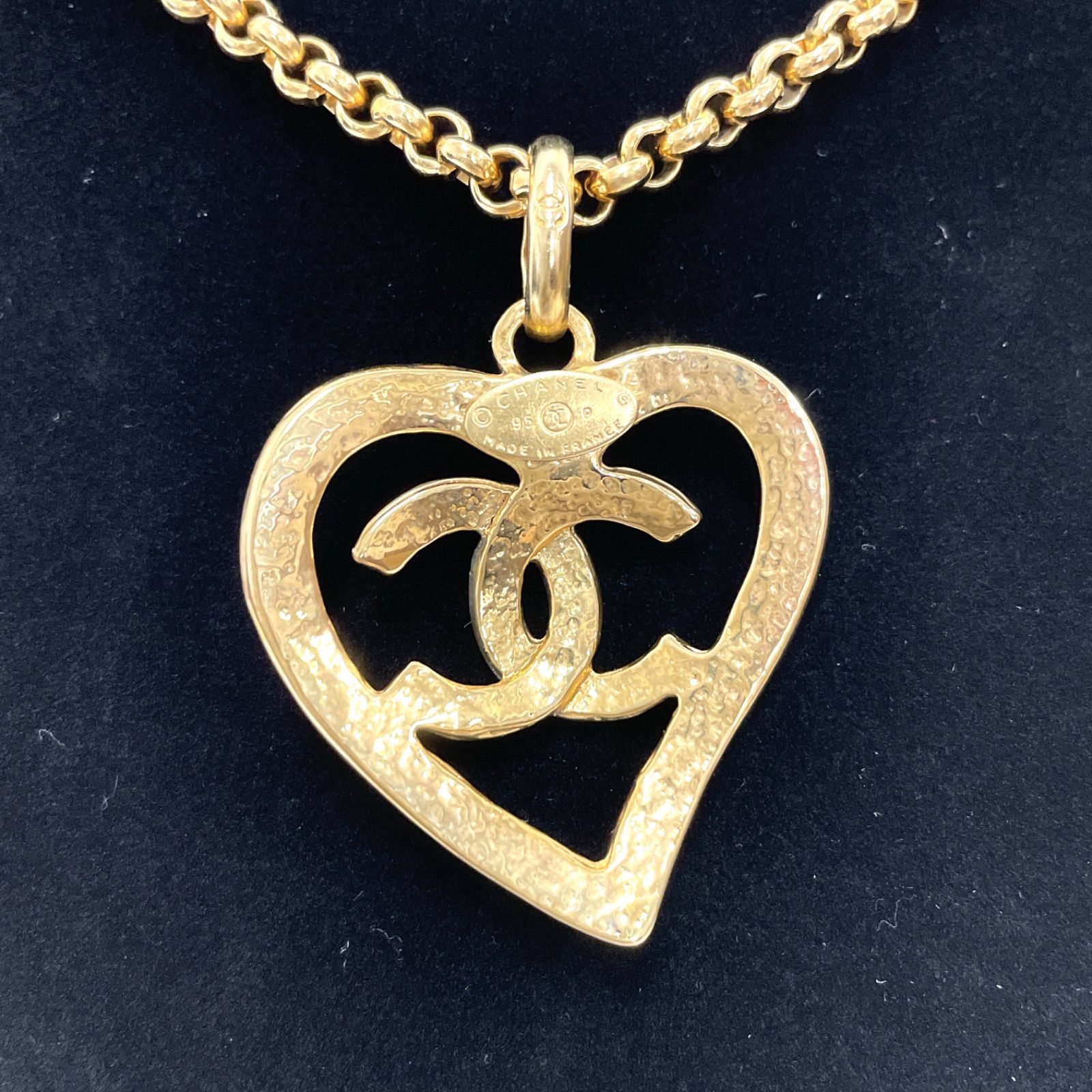 CHANEL シャネル ココマーク ハート ネックレス ロングネックレス 95P 