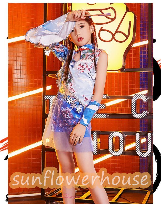 キッズ ダンス衣装 舞台衣装 ショーダンス ワンピース スカート 韓国風 K-POP ダンス大会 Kポップ お揃い ジャズ HIP-HOP イベント 個性的 am4a891375