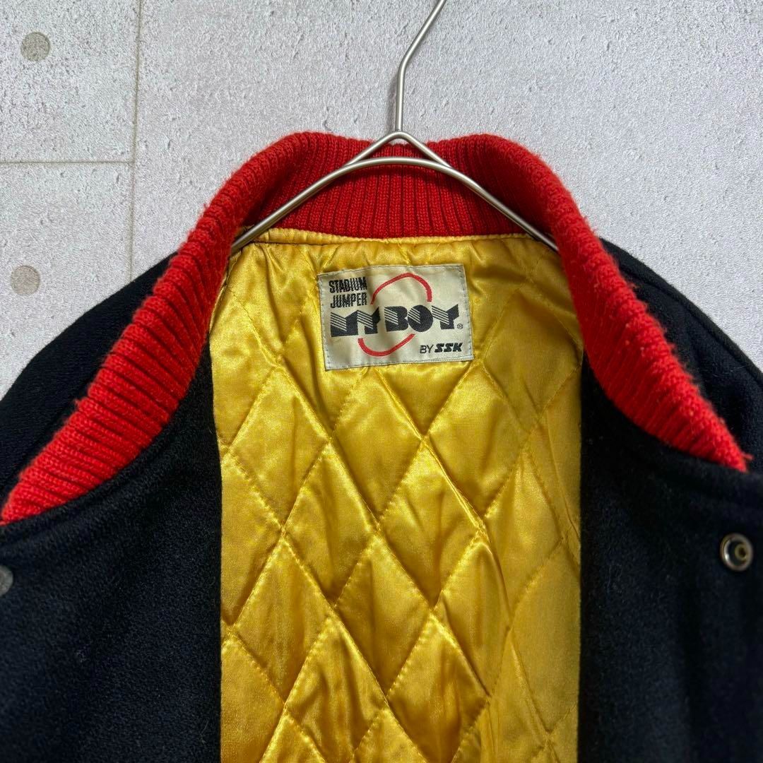 希少 SSK レザーウールスタジャン MYBOY ワッペン 裏