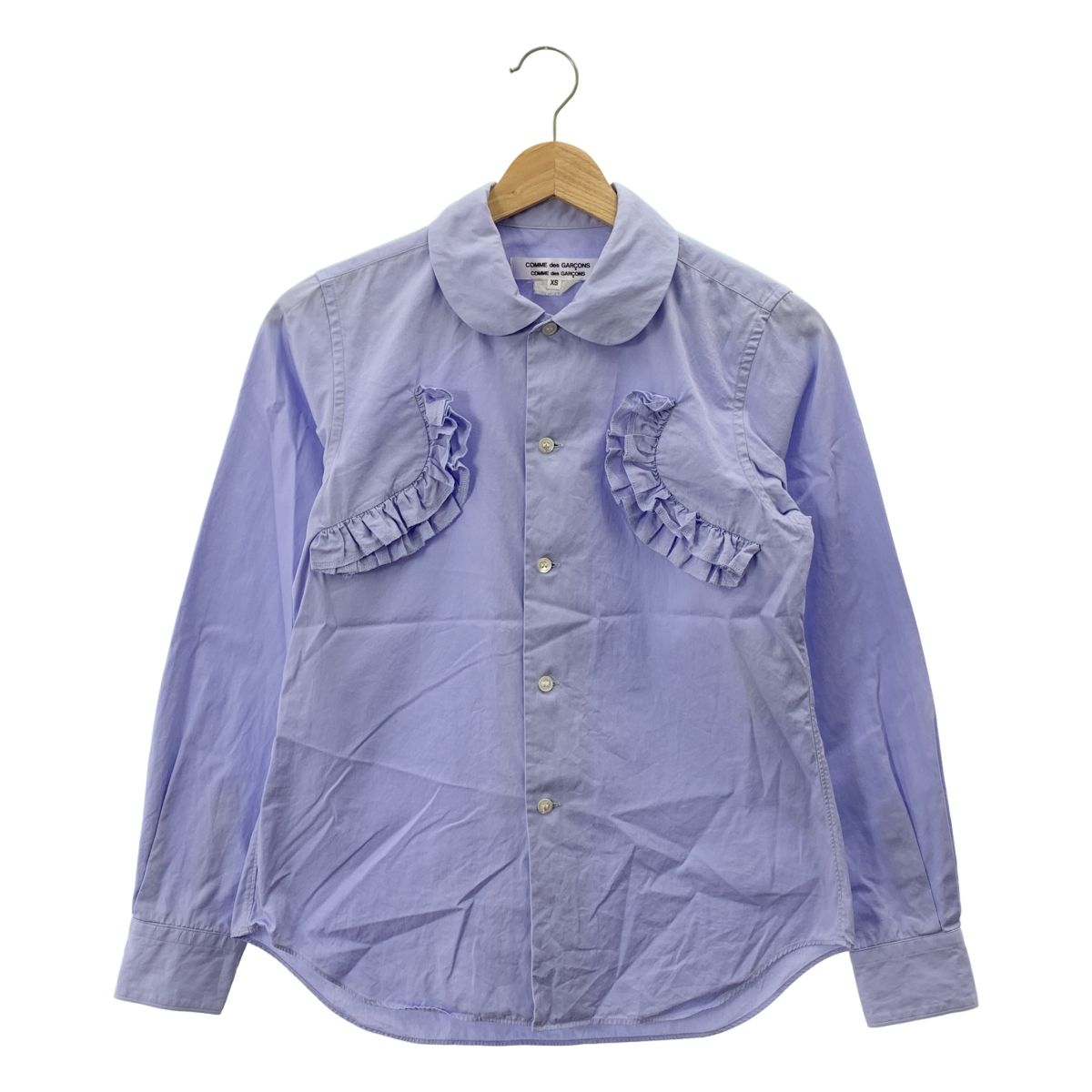コムデギャルソン ストライプシャツ 丸襟 コムコム 希少 美品 水色