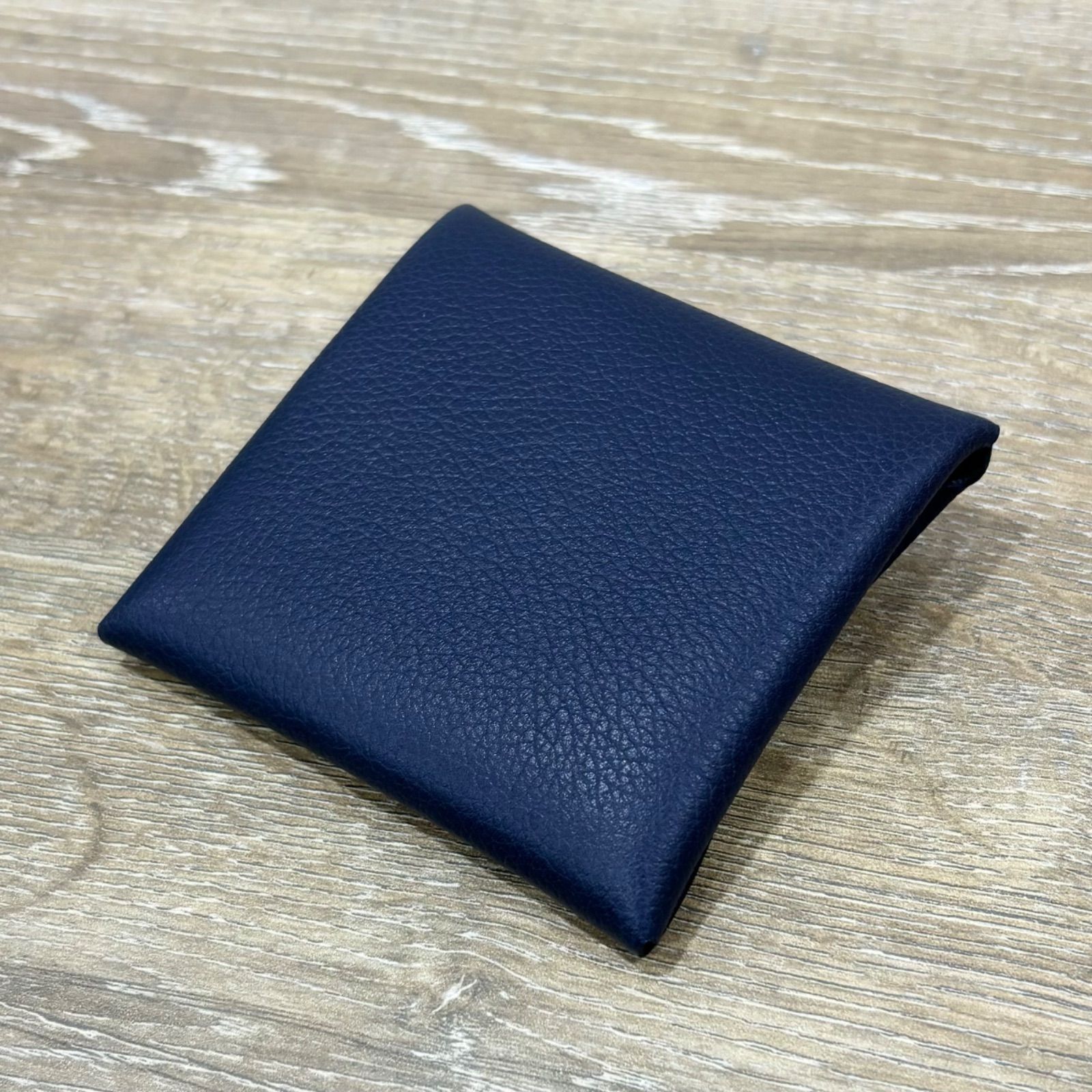【美品】HERMES ネイビー コインケース　バスティア 美品 HERMES バスティア ボックスカーフ コインケース W刻印