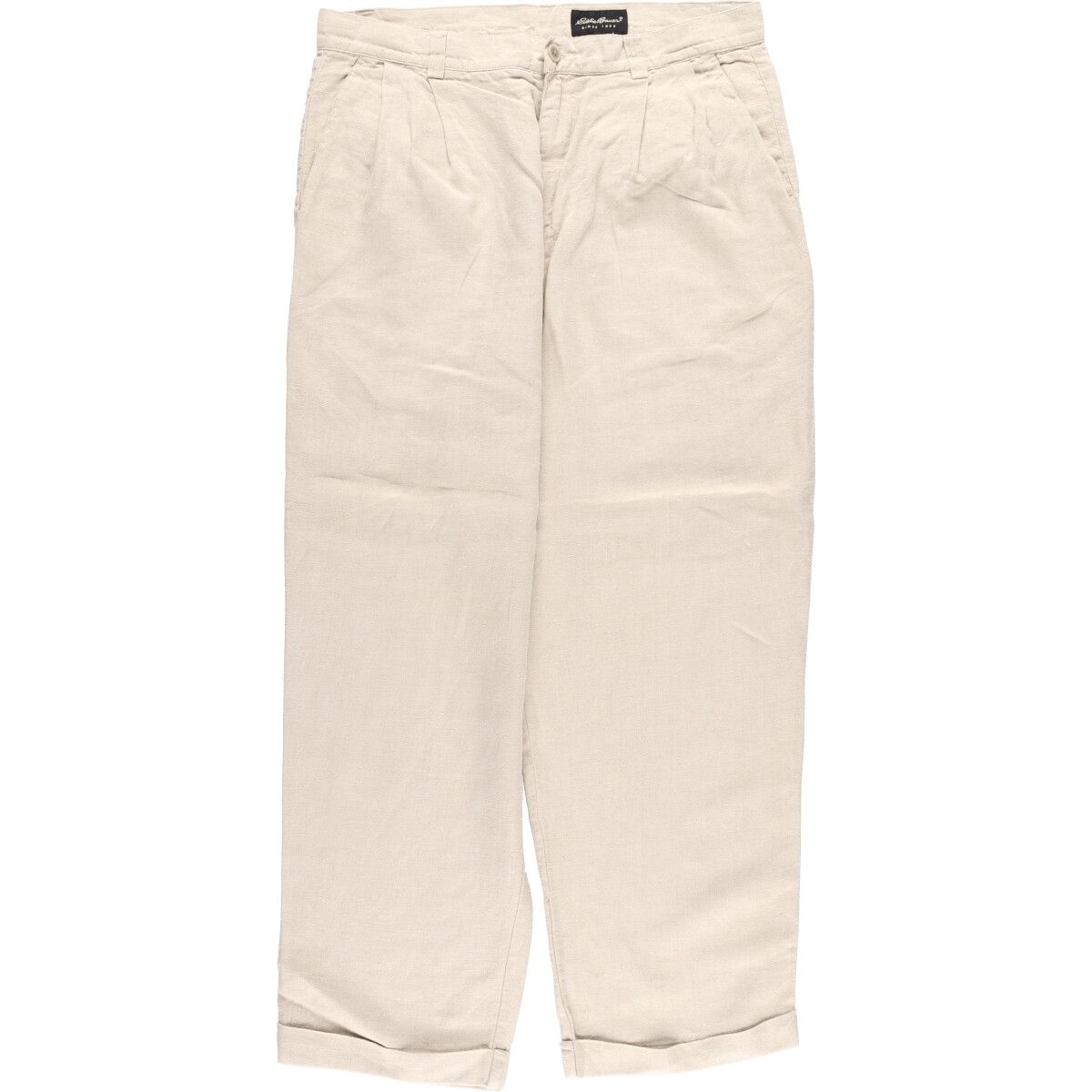 Eddie Bauer 90s リネンパンツ コットン タック入り 古着 90's Eddie Bauer コットンリネン イージーパンツ
