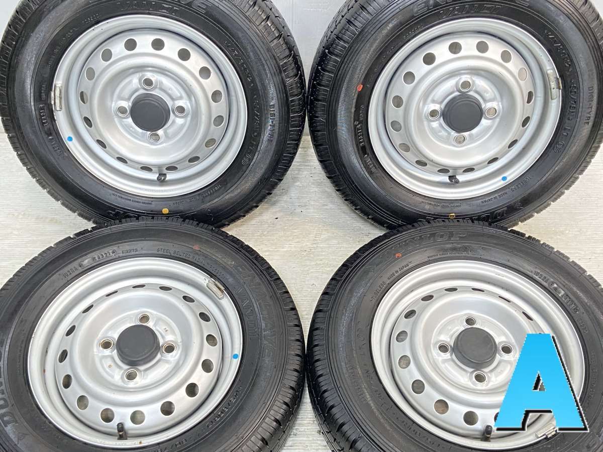 145/80R12 80/78LT nダンロップ エナセーブ VAN01 n　  n12x4.0  100-4穴 n中古タイヤ サマータイヤ ホイールセット 4本セットn s12240217000