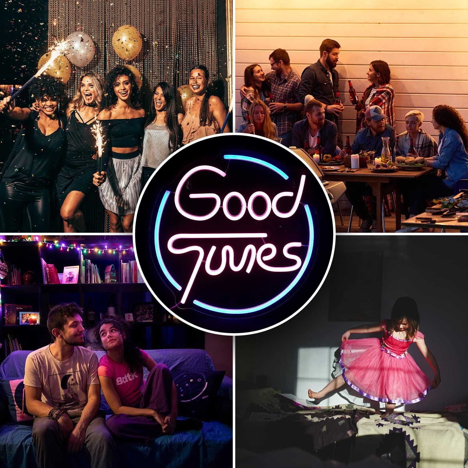 Amazon.co.jp: Good Times ネオンサイン 壁用ネオンライト 調光可能 ネオンサインインテリア 部屋装飾ネオン管 USB電源LEDネオ  ン 結婚式 パーティー ルームデコレーション(32cm*32cm) : 文房具・オフィス用品